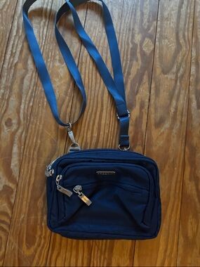 Baggallini Navy Blue Crossbody Bag with Silver Hardware